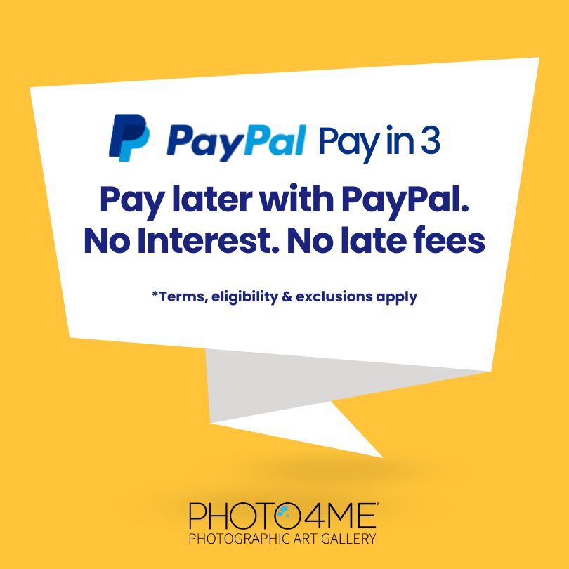 Buy now pay later with Paypal Pay In 3 options available to UK residents and customers of photo4me.com